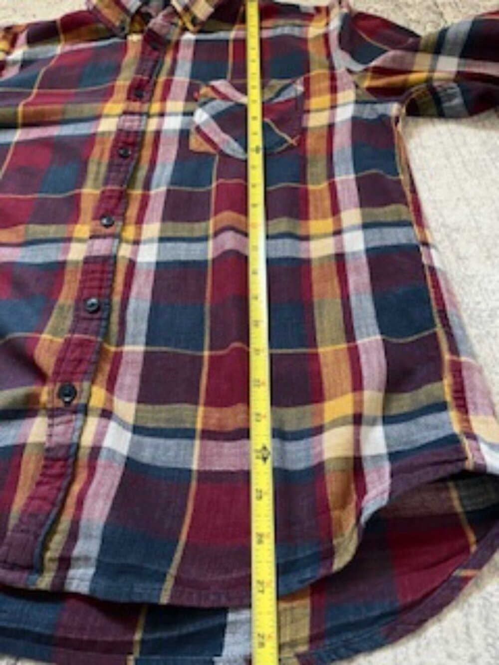🧡3/15 Levi's Plaid Long Sleeve Red Blue Yellow Shirt Men's L - Picture 7 of 10